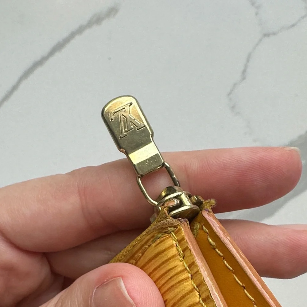 Louis Vuitton Yellow Epi Leather Wristlet Clutch